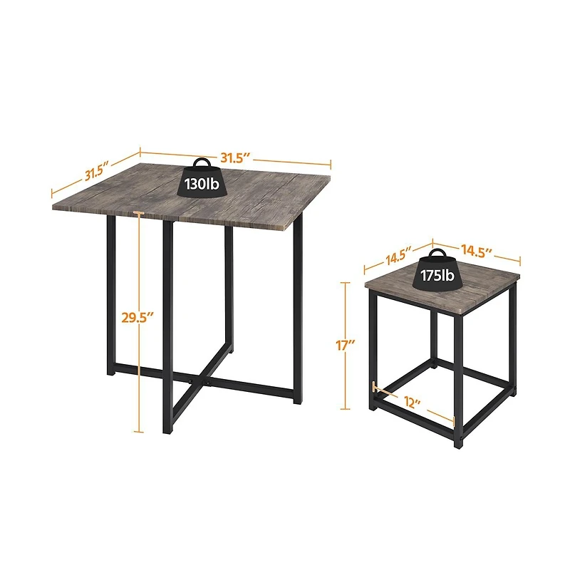 Industrial Dining Room Furniture Set with 1 Square Table and 4 Stools Drift Brown