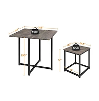 Industrial Dining Room Furniture Set with 1 Square Table and 4 Stools Drift Brown