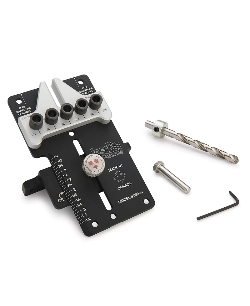 JessEm 08350 3/8" Dowelling Jig Precision Woodworking Joinery Tool with Main Body, Angle Guides and Hardened Drill Bushings