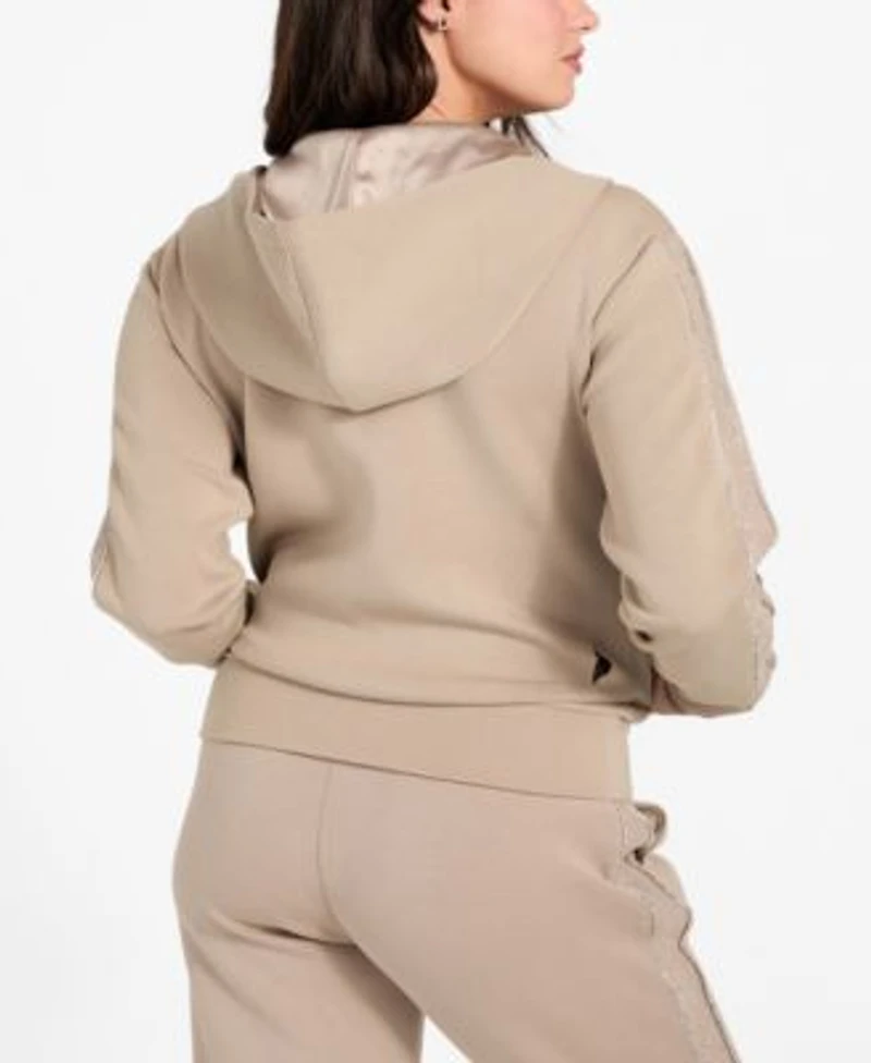 Guess Womens Hooded Scuba Sweatshirt Victoire Side Lace Detail Embellished Joggers