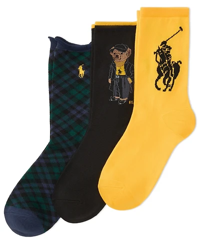 Polo Ralph Lauren Women's 3-Pack Embroidered Crew Socks