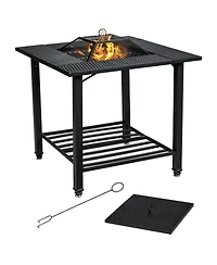 31 Feet Outdoor Fire Pit Dining Table with Cooking Bbq Grate