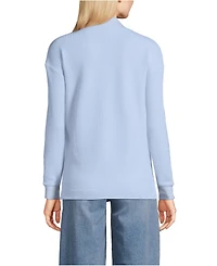Lands' End Women's Long Sleeve Waffle Shawl Collar Henley