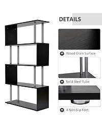 Homcom Bookshelf Bookcase Shelf Storage Wood Furniture Home Office Modern