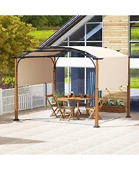 10 x 12 Ft Outdoor Retractable Pergola with Retractable Canopy Wood Looking Posts