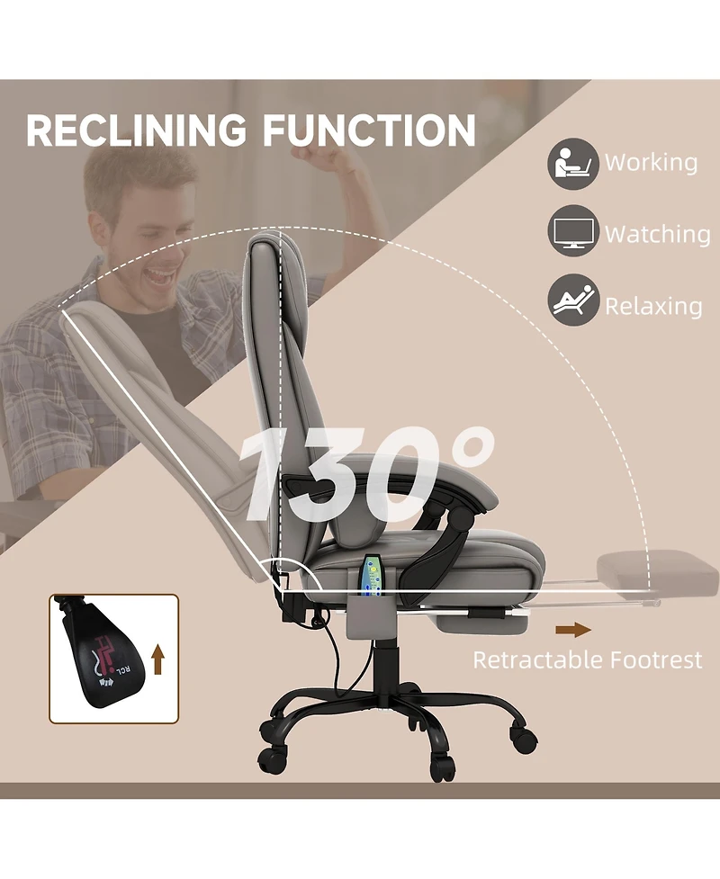 Vinsetto Massage Office Chair, Office Chair with 6 Vibration Points