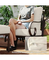 Outsunny 5 Piece Patio Furniture Set with 2 Rockers Outdoor Furniture