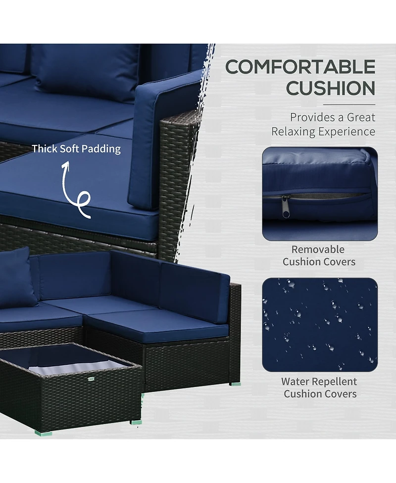 Outsunny 7pc Sectional Wicker Patio Furniture