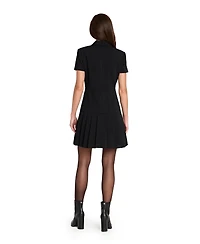 Tahari Asl Women's Double Breasted Pleat Hem Short-Sleeve Coat Dress