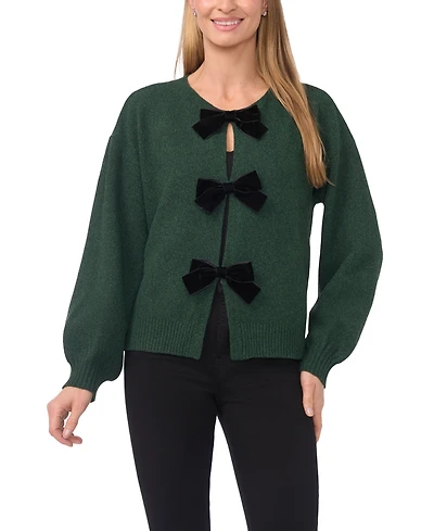 CeCe Women's Bow Closure Cardigan Sweater