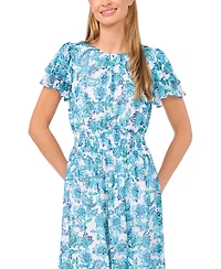 CeCe Women's Double Ruffle Short-Sleeve Maxi Dress