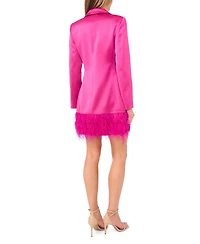 CeCe Women's Feather Trim Satin Blazer Dress