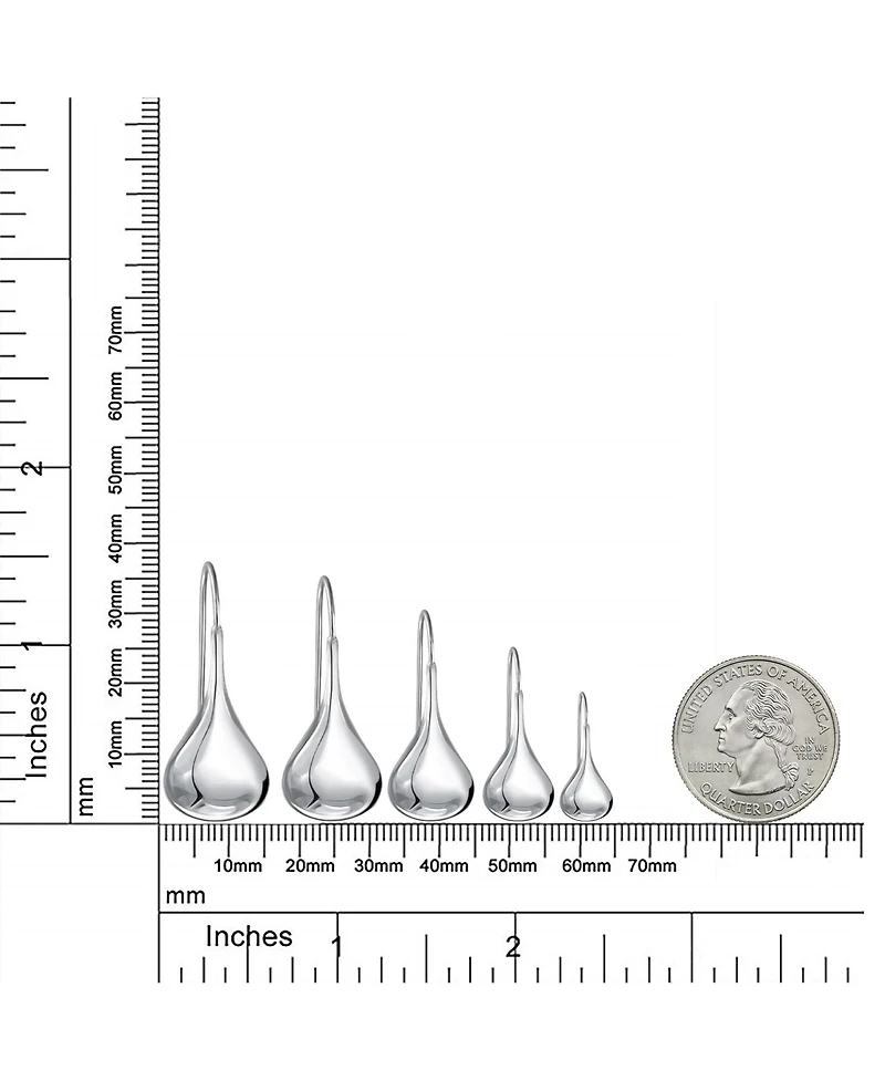 Bling Jewelry Simple Plain Puffed Teardrop Pear Shaped Rain Drop Earrings Fishhook Threader Polish Sterling Silver Inch