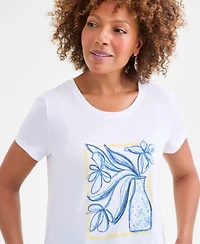 Style & Co Petite Short-Sleeve Vase Graphic T-Shirt, Macy's Exclusive