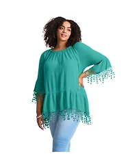Avenue Women's Crochet Fringe Trim Tunic
