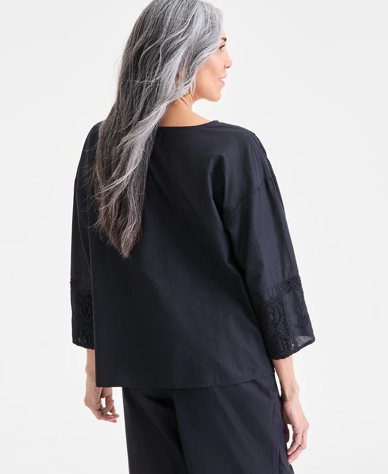 Style & Co. Women's Crochet Patchwork Top, Macy's Exclusive