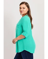 Avenue Women's Roll Tab Pintuck Tunic