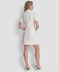 Short Sleeve Collared Neck Button Front Dress