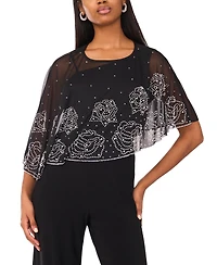 Msk Women's Asymmetrical Cape Crewneck Jumpsuit