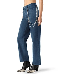 Steve Madden Women's Swift Mid-Rise Rhinestone Chain Jeans