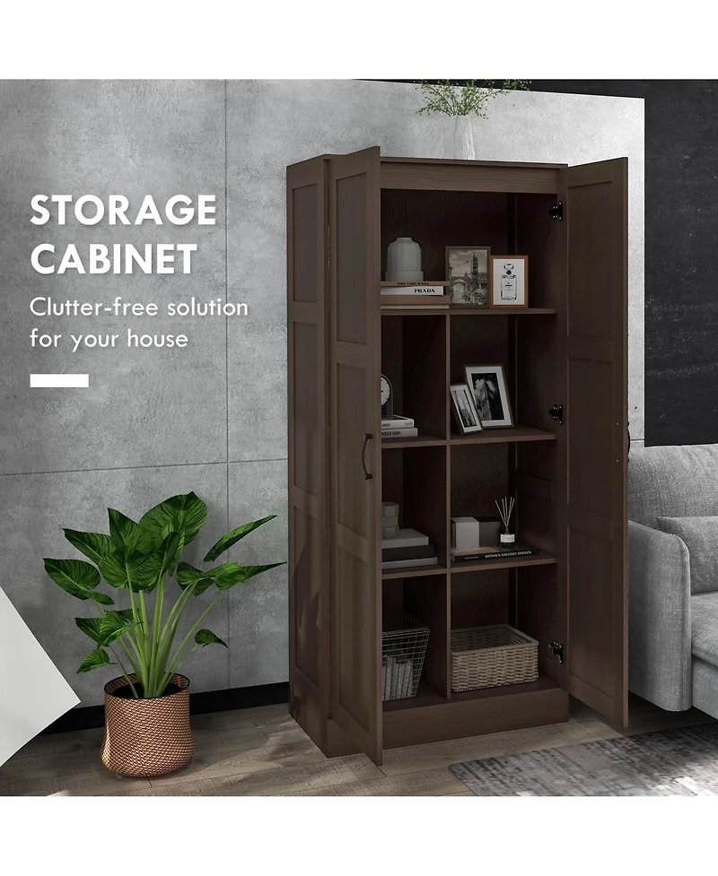 Homcom Storage Cabinet w/ Storage Shelves, Pantry Cupboard Cabinet