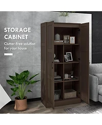 Homcom Storage Cabinet w/ Storage Shelves, Pantry Cupboard Cabinet