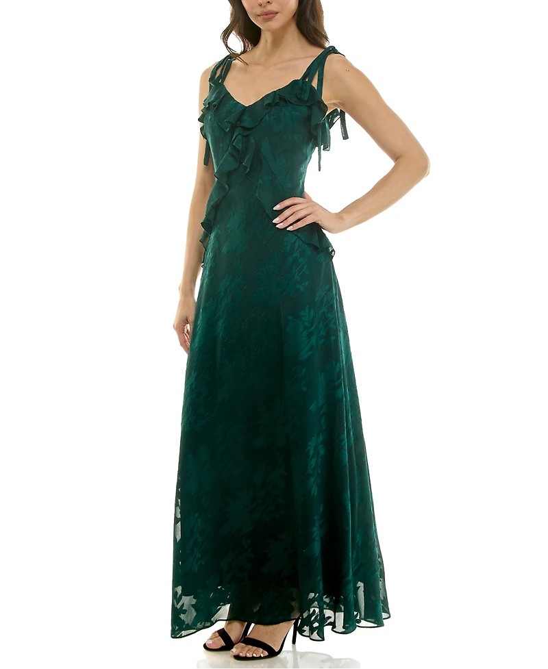 Taylor Women's Long Ruffle Detail Sleeveless Dress