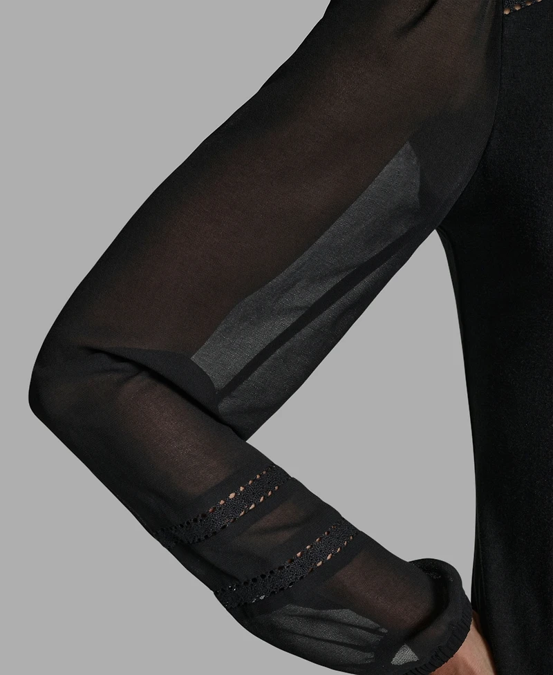 Bcbg Women's Long-Sleeve Collared Neck Top