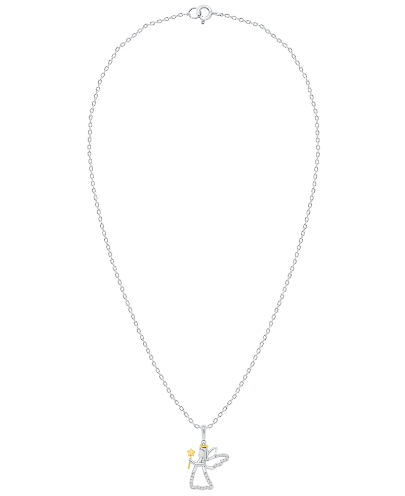 Macy's Diamond Pendant Necklace (1/10 ct. t.w.) in Sterling Silver and 14K Gold-Plated Sterling Silver and White Rhodium