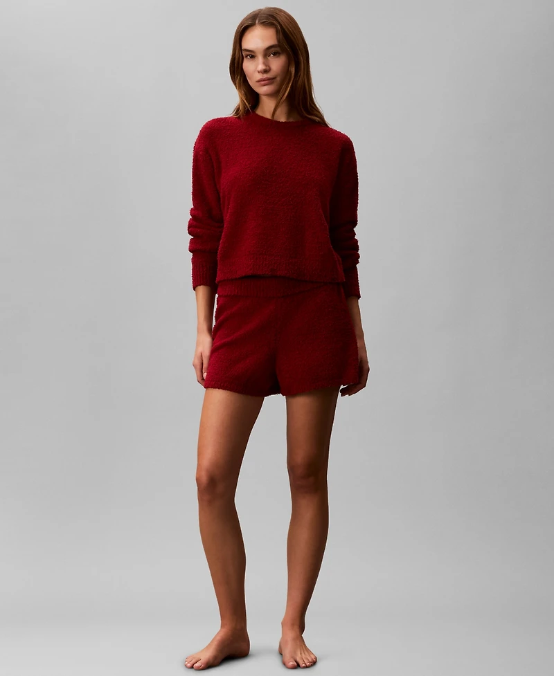 Calvin Klein Women's Cropped Plush Lounge Sweatshirt