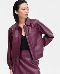 I.n.c. International Concepts Women's Faux-Leather Bomber Jacket, Macy's Exclusive