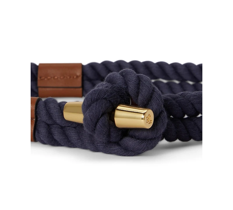 Lauren Ralph Women's Leather Trim Rope Toggle Skinny Belt