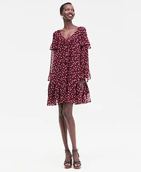 I.n.c. International Concepts Women's Ruffle-Trim Bell-Sleeve Mini Dress, Macy's Exclusive