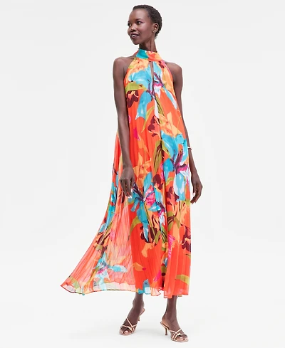 I.n.c. International Concepts Women's Floral-Print Pleated Halter Maxi Dress, Macy's Exclusive