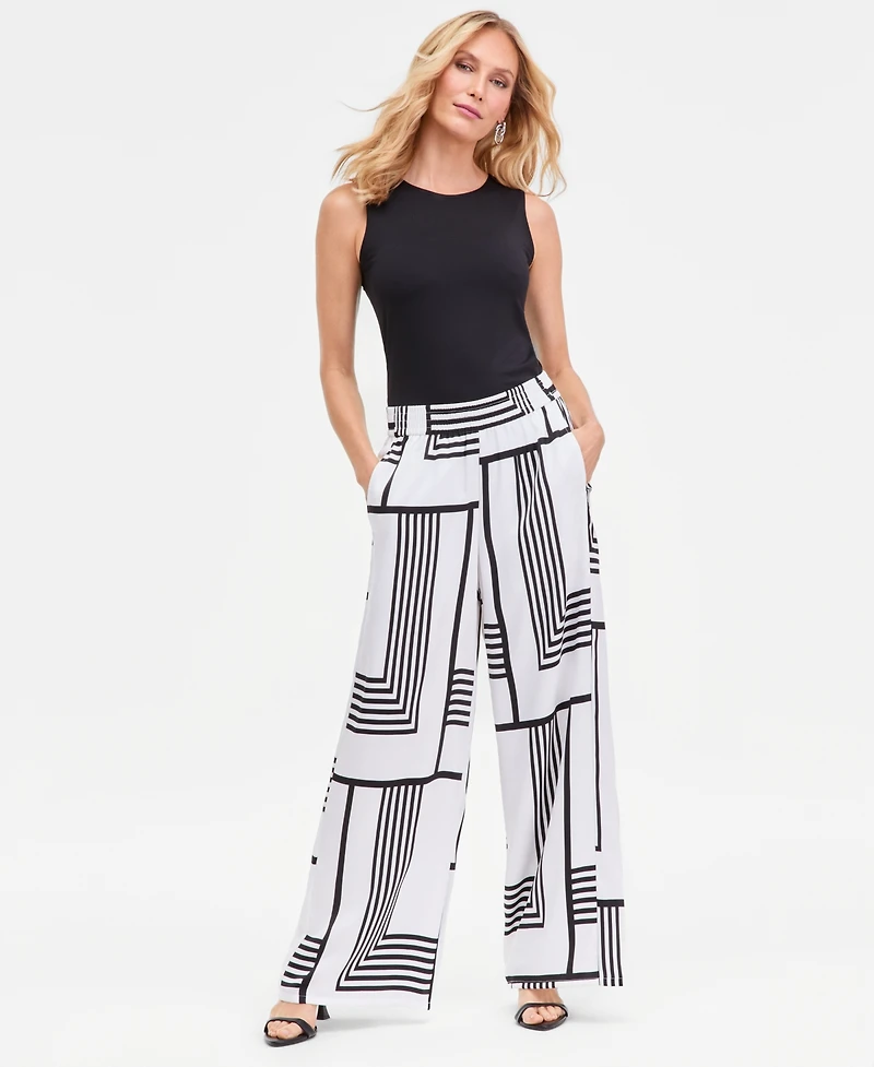 I.n.c. International Concepts Women's Graphic-Print Pull-On Wide-Leg Pants, Macy's Exclusive
