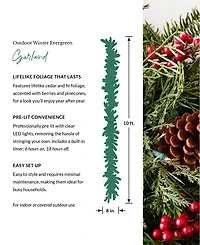 Balsam Hill 120" Outdoor Winter Evergreen Christmas Garland