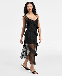 Bar Iii Women's V-Neck Ruffled Sleeveless Midi Dress, Macy's Exclusive