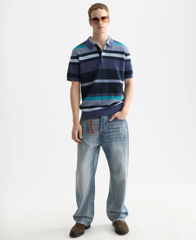 Scotch & Soda Men's Knitted Striped Regular-Fit Polo Shirt
