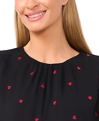 CeCe Women's Shirred Neck Ruffle 3/4-Sleeve Top