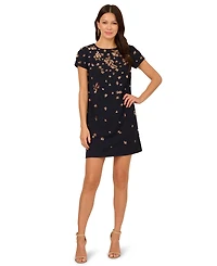 Adrianna Papell Women's Beaded Crepe Shift Dress