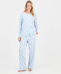 Charter Club Women's Cotton Printed Button-Front Pajama Set, Exclusively at Macy's