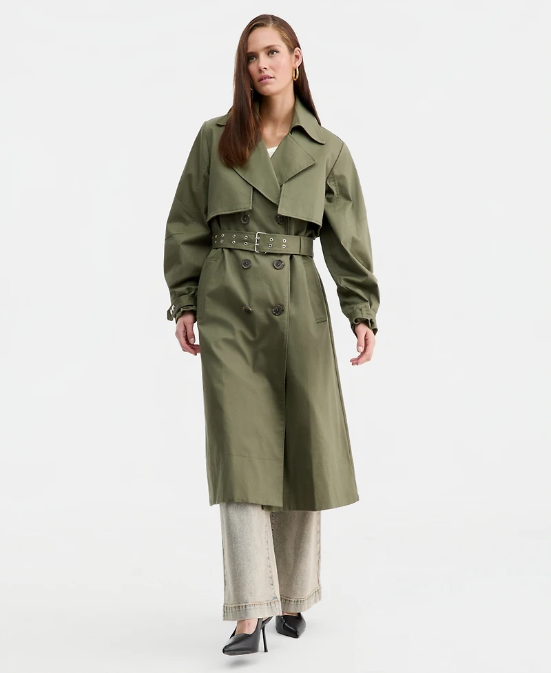 Bar Iii Women's Belted Oversized-Sleeve Trench Coat, Macy's Exclusive