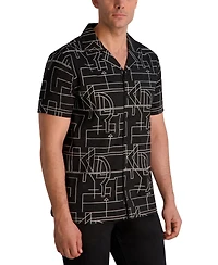 Karl Lagerfeld Paris Men's Camp Collar Woven Shirt