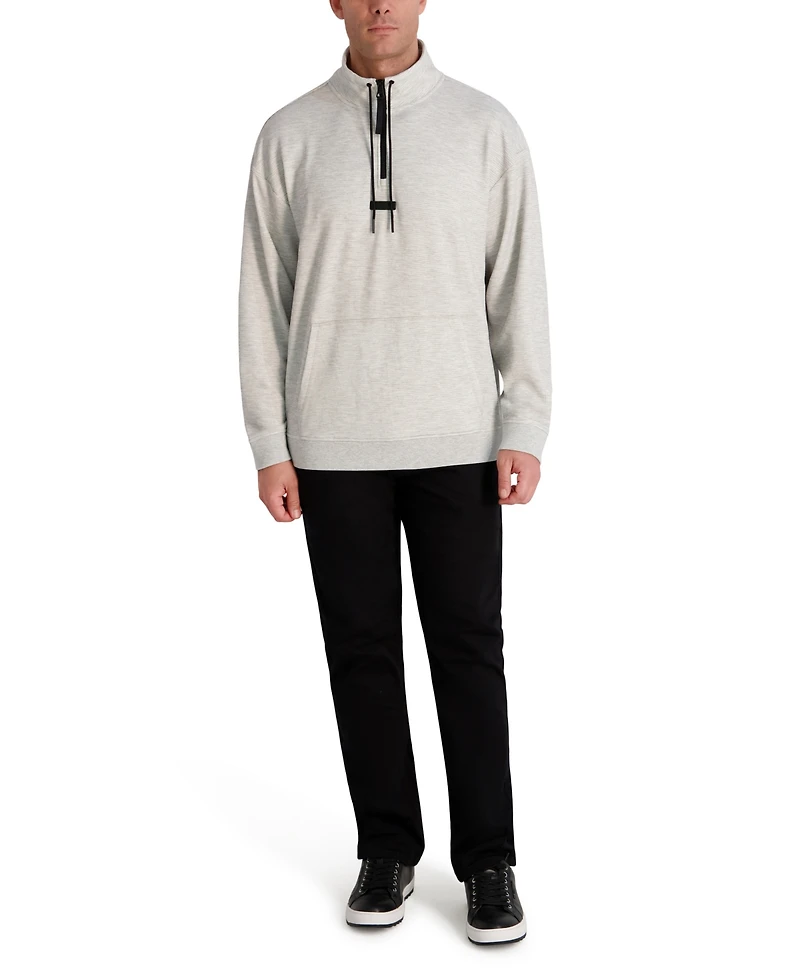 Karl Lagerfeld Paris Men's Mock-Neck Waffle Textured Fleece Jacket