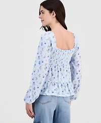 Madden Girl Juniors' Floral Tiered Babydoll Top