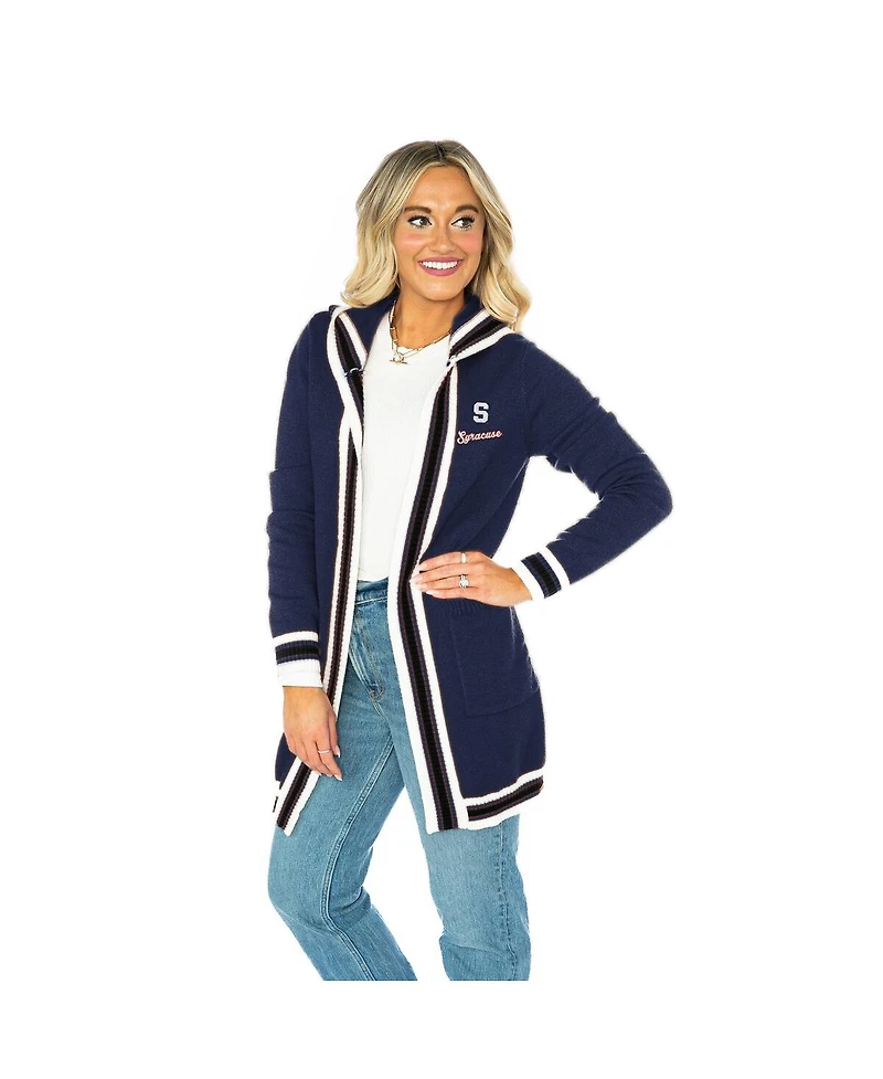 Gameday Couture Women's Navy Syracuse Orange Tri-Blend Rounded Stripe Cardigan