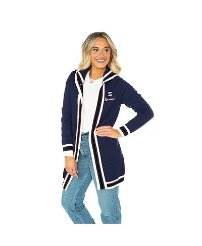 Gameday Couture Women's Navy Syracuse Orange Tri-Blend Rounded Stripe Cardigan