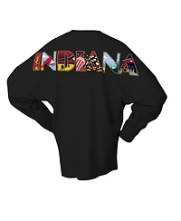 Spirit Jersey Women's Black Indiana Fever Oversized Preppy City Long Sleeve T-Shirt