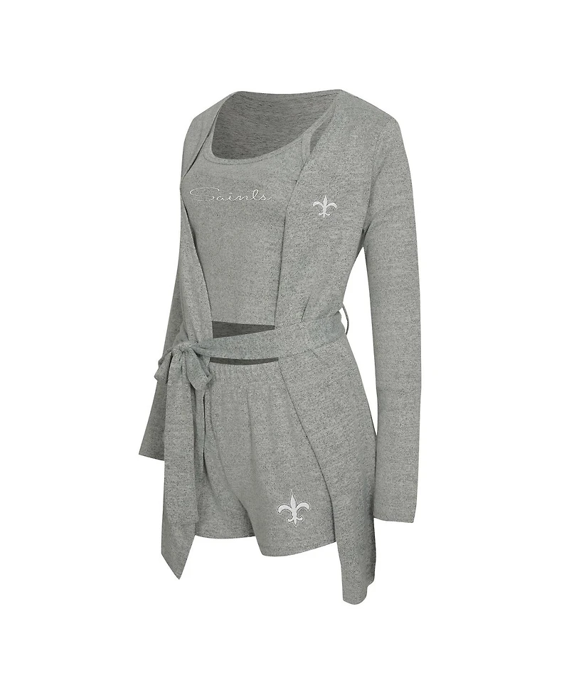 Concepts Sport Women's 2-Piece Heather Gray New Orleans Saints Rigor Tank and Short Robe Set