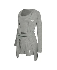 Concepts Sport Women's 2-Piece Heather Gray New Orleans Saints Rigor Tank and Short Robe Set